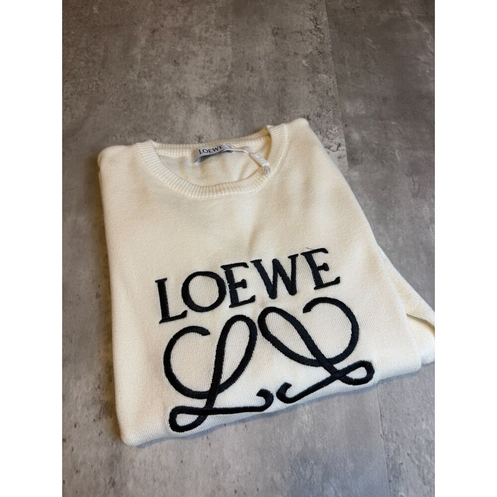 Loewe Anagram Crewneck Sweater Cream Black Trim Size Large